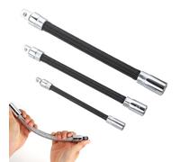 Barra prolunga per presa flessibile 3 pezzi, chiave prolunga offset | Azionamento da 1/4" 3/8" 1/2" con albero a molla, strumento per giunti universali pieghevoli per l'accesso in spazi(black)