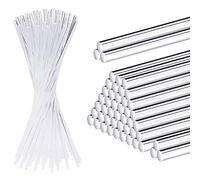 Barra quadrata in acrilico, Bastoncini for lecca-lecca acrilici, 10 cm, 50 pezzi, trasparenti, riutilizzabili, diametro 2-5 mm