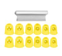 Barra scorrevole per chitarra in lega di zinco Mtlavishness con scanalature, punta rotonda e 12 protezioni in silicone per le dita, per ukulele, accessori per strumenti musicali. (Giallo)