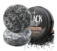Barra Shampoo Nero per Capelli Grigi, 2 Pezzi, 55 grammi, Sapone Nero per Capelli Grigi, Ingredienti Naturali, Shampoo per, Sapone per Donne e Uomini, Rinfresca il cuoio capelluto e riprist