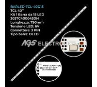 BARRA STRIP 15 LED TV TCL 303TC400043DH 40D15-ZC42AG-04DH 4L-ZX040T-ZC004X