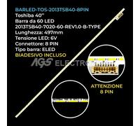 BARRA STRIP 60 LED TV TOSHIBA 2013TSB40-7020-60-REV1.0-B-TYPE 8PIN