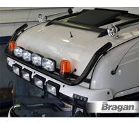 Barra Tetto Bragan x4 Supporti Jumbo + 2 Faro Ambra BLACK Per Renault Premium