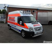 Barra Tettuccio + Pinze + LED Per Ford Transit MK7 2007-2014 Inox Luce Superiore