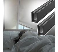 Barre di blocco della luce a canale a U, Binari laterali oscuranti con canale a U for tende a rullo, multicolore, 2 pezzi, lunghezze multiple(Black 2 Pcs,116cm(45.7in))