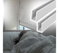 Barre di blocco della luce a canale a U, Binari laterali oscuranti con canale a U for tende a rullo, multicolore, 2 pezzi, lunghezze multiple(White 2 Pcs,170cm(66.9in))