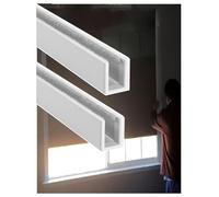 Barre di blocco della luce a canale a U, Strisce bloccaluce con canale a U in alluminio da 2 pezzi for tende e oscuranti, 1x50-150 cm(1W x 90H cm)