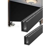 Barre di blocco della luce a canale a U, Striscia oscurante con canale a U in alluminio da 2 pezzi, guida laterale for tenda a rullo, multicolore, dimensioni multiple(Black,1W x 140H cm)