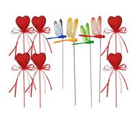 Barre di libellula | idee decorative per il giardinaggio | Bacchette per fiori a forma di cuore | per giardinieri fai da te sentieri appassionati aiuole, balconi, San