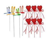 Barre di libellula per giardino - decorazione paesaggistica - Barre di fiori a forma di cuore - per giardinieri paesaggisti fai da te per interni ed esterni, aiuole, prato, sentieri da giardino