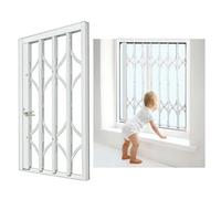 Barre di sicurezza per finestre con serratura per bambini, estensibili, antifurto, per finestre, griglia di sicurezza, colore: bianco