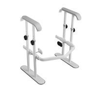 Barre Di Sicurezza Per WC, telaio di sicurezza regolabile per WC con braccioli imbottiti, barra di sostegno per bagno, assistenza per WC per anziani e disabili(Gray)