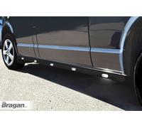Barre Laterali + Bianco LED Per citroen Jumpy 2007 - 2016 Swb Inox - Nero