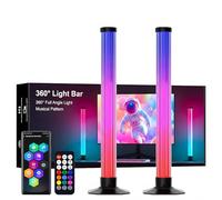 Barre Luminose Smart RGBIC 360°, Sync Musicale, App Bluetooth, Luci Gaming per PC/TV, Decorazione Camera, LED Atmosfera Reattivi al Suono, 2 Pezzi
