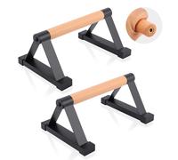 Barre parallele, in legno massiccio con robusto supporto a triangolo in metallo, barra push up antiscivolo, supporta fino a 600 lbs per calistenica, fitness e allenamento a pavimento