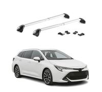 Barre portapacchi portapacchi compatibili con Toyota Corolla Kombi E210 2018-2025 in alluminio ABE 100 kg, argento, 2 pezzi, barre chiuse per portabici, box da tetto, portasci telescopiche per carichi