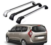 Barre Portatutto per Dacia Lodgy MPV 2012-2021, Tetto Portapacchi Barra Alluminio Auto per Railing Integrati con Serratura,Silver Black-1 Pair
