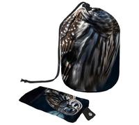 Barred Owl si siede immobile nella borsa cosmetica blu Moonlight con mini sacchetto con cerniera borsa da viaggio per articoli da toeletta da donna con coulisse organizer per trucco borsa impermeabile