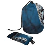 Barred Owl si siede immobile nella borsa cosmetica blu Moonlight con mini sacchetto con cerniera borsa da viaggio per articoli da toeletta da donna con coulisse organizer per trucco borsa impermeabile