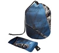Barred Owl si siede immobile nella borsa cosmetica blu Moonlight con mini sacchetto con cerniera borsa da viaggio per articoli da toeletta da donna con coulisse organizer per trucco borsa impermeabile