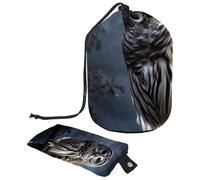 Barred Owl si siede immobile nella borsa cosmetica blu Moonlight con mini sacchetto con cerniera borsa da viaggio per articoli da toeletta da donna con coulisse organizer per trucco borsa impermeabile