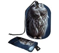Barred Owl si siede immobile nella borsa cosmetica blu Moonlight con mini sacchetto con cerniera borsa da viaggio per articoli da toeletta da donna con coulisse organizer per trucco borsa impermeabile