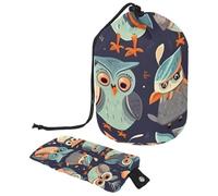 Barred Owl si siede immobile nella borsa cosmetica blu Moonlight con mini sacchetto con cerniera borsa da viaggio per articoli da toeletta da donna con coulisse organizer per trucco borsa impermeabile