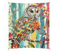 Barred Owl Stained Glass Beach Cabana UPF50 - Riparo solare portatile impermeabile con sacchi di sabbia e pala di sabbia per cortile e campeggio