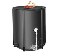 Barretro della raccolta dell'acqua piovana 26 galloni Rain Barrel Resistente UV Crottabile con cerniera a 2 vie, rubinetto ＆ Asta di supporto Sistema di raccolta dell'acqua piovana stabile