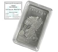 Barretta di molibdeno con COA - 1 oz One Troy Once .999 Lingotti Pure Bar con Walking Liberty Design e certificato di autenticità