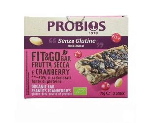 Barretta Fit&Go Frutta Secca E Cranberry Senza Glutine - Probios 75 g