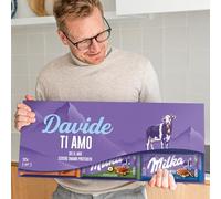 Barretta Milka gigante personalizzata - Tavoletta di cioccolato XL con nome e messaggio, assortimento Milka