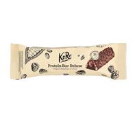 Barretta proteica vegan deluxe con lamponi e cioccolato. Formato da 55g.