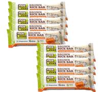 Barrette di riso integrale ricoperte di cioccolato al latte; confezione da 10 barrette incartate singolarmente