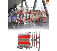 Barricata Mobile Espandibile Barriera Metallica Industriale Espandibile Portatile, Cancello a Rotelle Esterno con Strisce Riflettenti, Recinzione Retrattile Commerciale(1.2m(3.9ft) x9m(29.5ft))