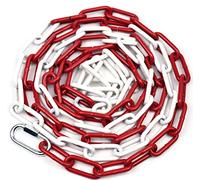 Barriera a Catena in Metallo 3 metri，Catena Barriera Bicolore Rosso-Bianco 5mm, Alta Visibilità Durevole, Controllo della Folla, Traffico, Coda(3 metri)