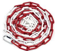 Barriera a Catena in Metallo 5M，Catena Barriera Bicolore Rosso-Bianco 5mm, Alta Visibilità Durevole, Controllo della Folla, Traffico, Coda(5M)