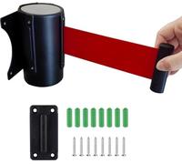 Barriera A Cinghia Retrattile per Montaggio A Parete 2m/3m/5m/10m Robusto Involucro Nero con Cintura di Sicurezza Rossa in Condizioni Atmosferiche, 3M/9.8FT