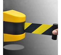 Barriera a Cintura Fissa per Montaggio a Parete, barriera a Fune Retrattile con Custodia in ABS, Nastro di Controllo della Folla, divisorio in Corda per Guida, Cintura Gialla/Nera (10 m) (2 m)