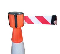 Barriera a nastro portatile, a retrattile montata su cono, Cono di traffico Topper rosso e giallo, 2/3/5 m, for aree blocco pedonali(3M(9.8FT))