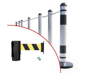 Barriera a nastro retrattile con montaggio a parete, in nylon, per 5 m