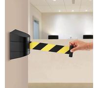 Barriera a Nastro Retrattile da 3 Metri - Divisorio per Code da Parete, Linea di Sicurezza per Il Controllo della Folla, barriera per parcheggio Esterno Gialla e Nera, Resistente e Facile da