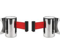 Barriera a nastro retrattile montata a parete, 2 barriere di sicurezza in corda for code montate a parete in acciaio inossidabile, divisori linea con ammortizzazione for la folla(10m/32.8ft)