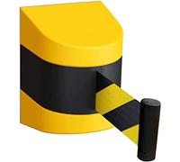 Barriera a Nastro Retrattile per Montaggio a Parete Fissa con Custodia in ABS, barriera a Fune per Cintura con Supporto in Acciaio Inossidabile per la Folla di Controllo del Nastro all'aperto (Giallo