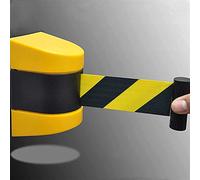 Barriera a Nastro Retrattile per Montaggio a Parete Fissa, Custodia in ABS Cintura di Sicurezza Nera e Gialla con Viti (5 m) (2 m)