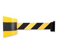 Barriera a nastro retrattile, sistema di gestione delle code, montante di sicurezza a parete, costruzione ABS, chiusura autobloccante, ideale per il controllo della folla e la gestione degli eventi.