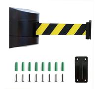Barriera Code, barriera a Nastro Retrattile Nera con Accessori Montaggio, cordone Sicurezza Parete Code utilizzato aeroporti, Banche, scuole - barriera Sicurezza a Nastro Portatile e Lunga Durata