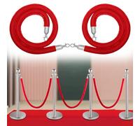 Barriera con corda per code Corda di controllo della folla Stanchion, confezione da 2, rossa, 0,6-3,0 m, diametro 3,2 cm, con chiusura(Sier Hook,1.8M)