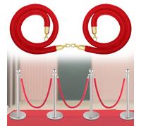 Barriera con corda per code Corda di controllo della folla Stanchion, confezione da 2, rossa, 0,6-3,0 m, diametro 3,2 cm, con chiusura(D Hook,2.2M)