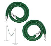 Barriera della coda, corda di velluto verde con chiusure argentate da 1,5 m, corde di controllo della folla, barriera di sicurezza, confezione da 2 corde di velluto per grandi aperture, cinema, hotel